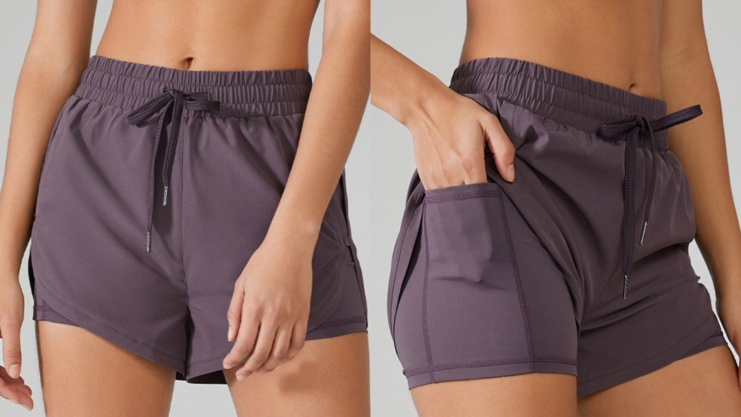 Dusty Purple Breathable Skinny Elastic Waist Fitted Sports Shorts